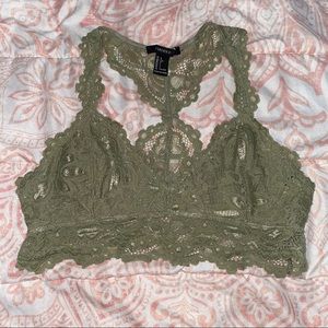 Sage green lace bralette